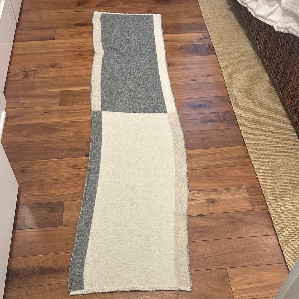 Zara Europe Cozy Gray and Cream Striped giant Scarf
